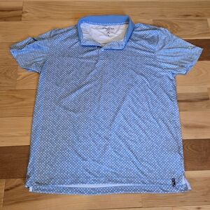 Men's Blue Geometric Polo Shirt